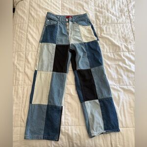 Signature Blue and Black Patchwork Jeans